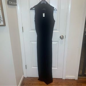 Talbots black velvet maxi dress high slit size 4 NWT